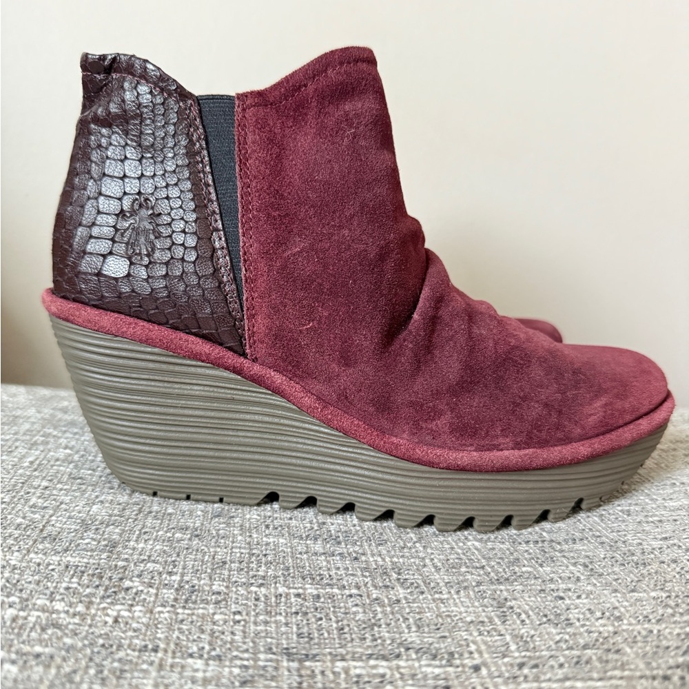 FLY London Women's Ankle Boot Wedge wine 37 - Picture 3 of 12